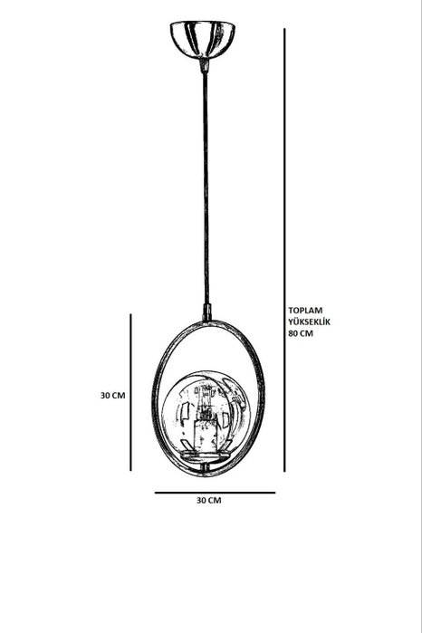 Opviq Lámpara de araña Ring Tekli Bal Camlı Eskitme en Cobre